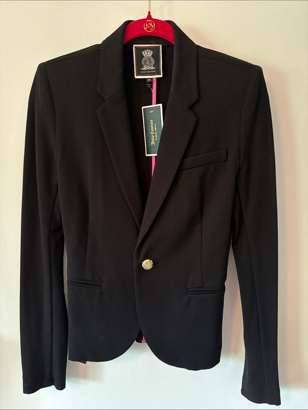 Juicy Couture -  Black Single-Button Tailored Blazer with Gold Button